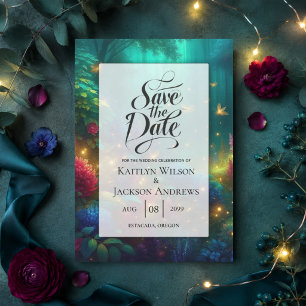 Enchanted Forest of Radiant Jewels Wedding Save The Date
