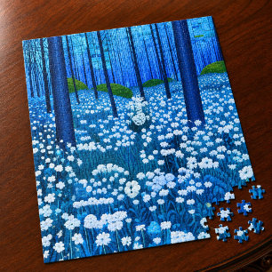 Enchanted Forest of White Wildflowers Jigsaw Puzzle
