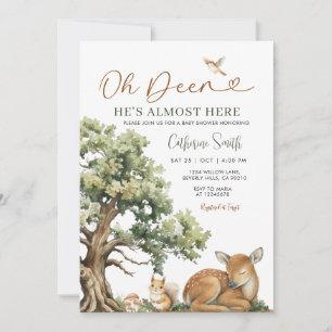 Enchanted Forest Oh Deer Baby Shower Gingham Invitation