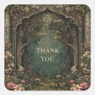 Enchanted Forest Ornate Arch Fairytale Woodland Square Sticker
