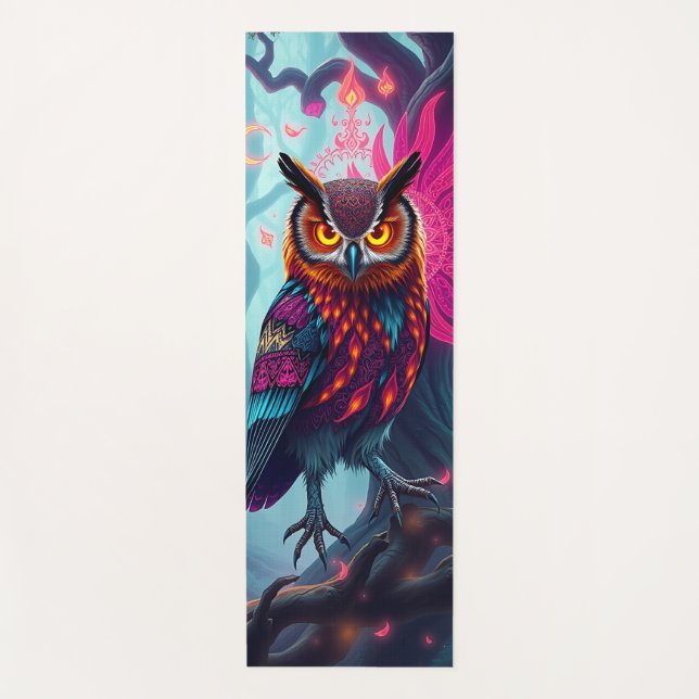 Enchanted Forest Owl: Moonlit Mystical Yoga Mat (Front)