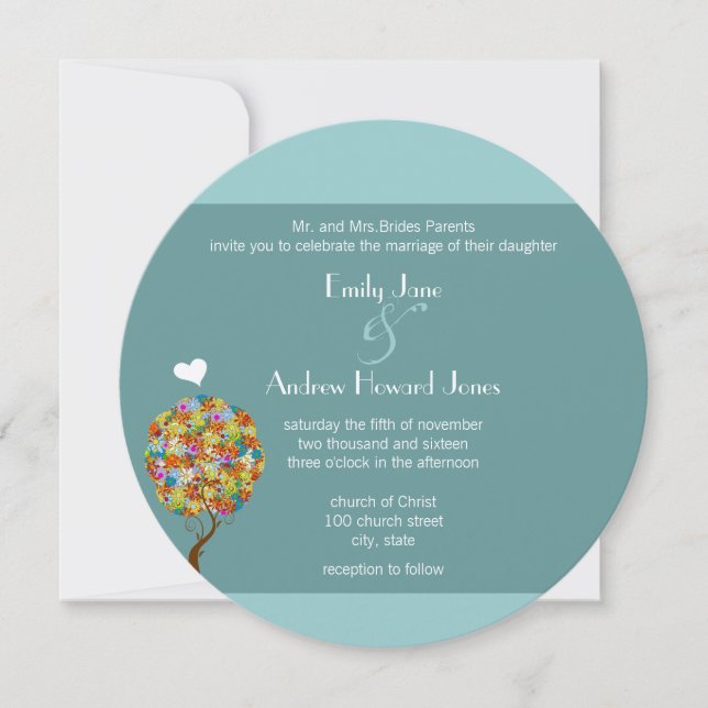 Enchanted Forest Patchwork Floral Fairy Tale Tree Invitation (Front)