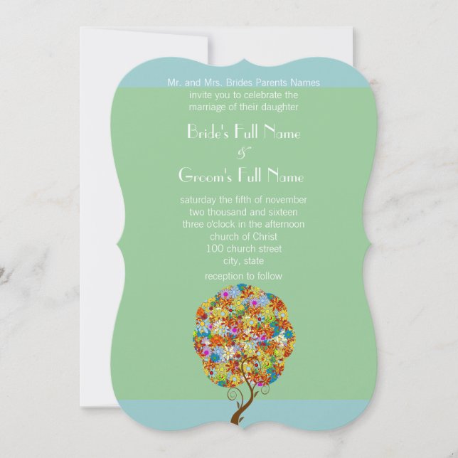 Enchanted Forest Patchwork Floral Fairy Tale Tree Invitation (Front)
