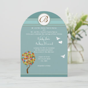 Enchanted Forest Patchwork Floral Fairy Tale Tree Invitation