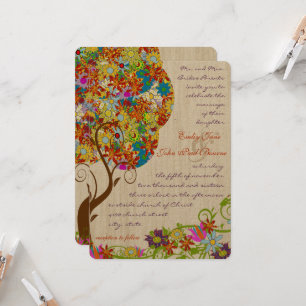 Enchanted Forest Patchwork Floral Fairy Tale Tree Invitation