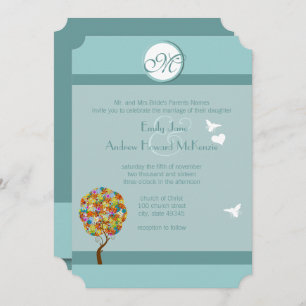 Enchanted Forest Patchwork Floral Fairy Tale Tree Invitation