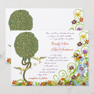 Enchanted Forest Patchwork Floral Fairy Tale Tree Invitation
