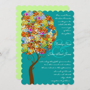 Enchanted Forest Patchwork Floral Fairy Tale Tree Invitation