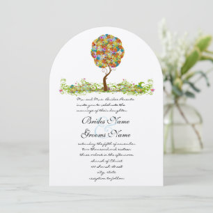 Enchanted Forest Patchwork Floral Fairy Tale Tree Invitation