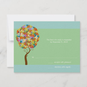 Enchanted Forest Patchwork Floral Fairy Tale Tree RSVP Card