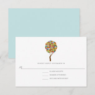Enchanted Forest Patchwork Floral Fairy Tale Tree RSVP Card