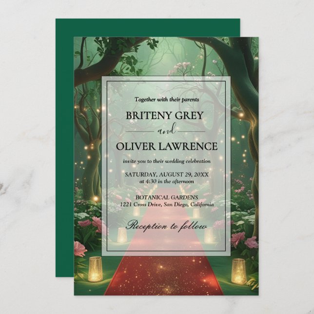 Enchanted Forest Path of Magical flower wedding    Invitation (Front/Back)