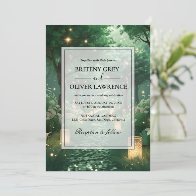 Enchanted Forest Path of Magical flower wedding    Invitation (Standing Front)