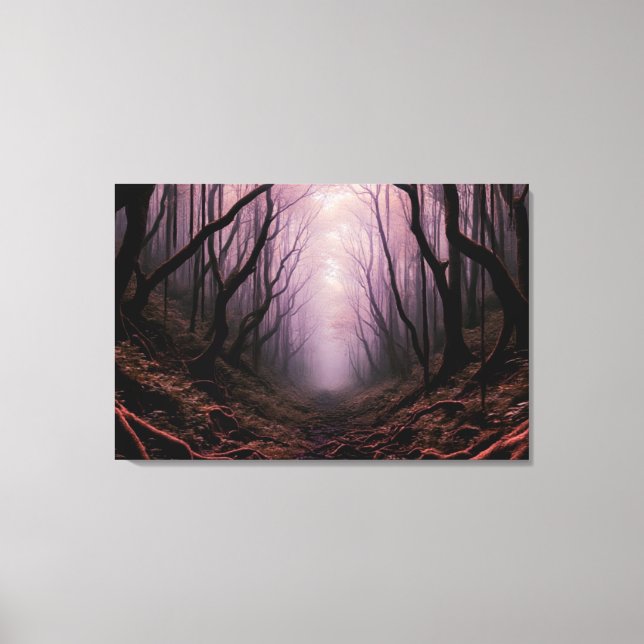 Enchanted Forest Path – Pink Dark Landscape Canvas (Front)