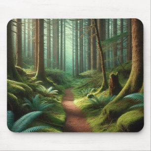 Enchanted Forest Path – Tranquil Green Escape Mouse Mat