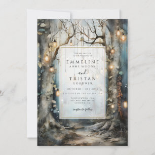 Enchanted Forest Path Wedding Glowing Lights Invitation