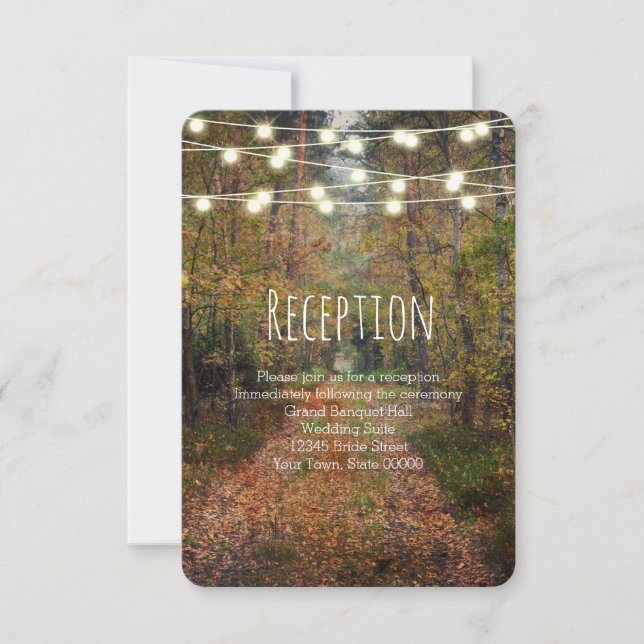 Enchanted Forest Path Wedding Reception Info Invitation (Front)