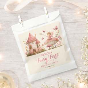 Enchanted Forest Pink Fairy First Birthday Party Favour Bags