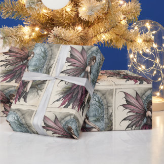 Enchanted Forest Pink Wing Fairy Art Wrapping Paper