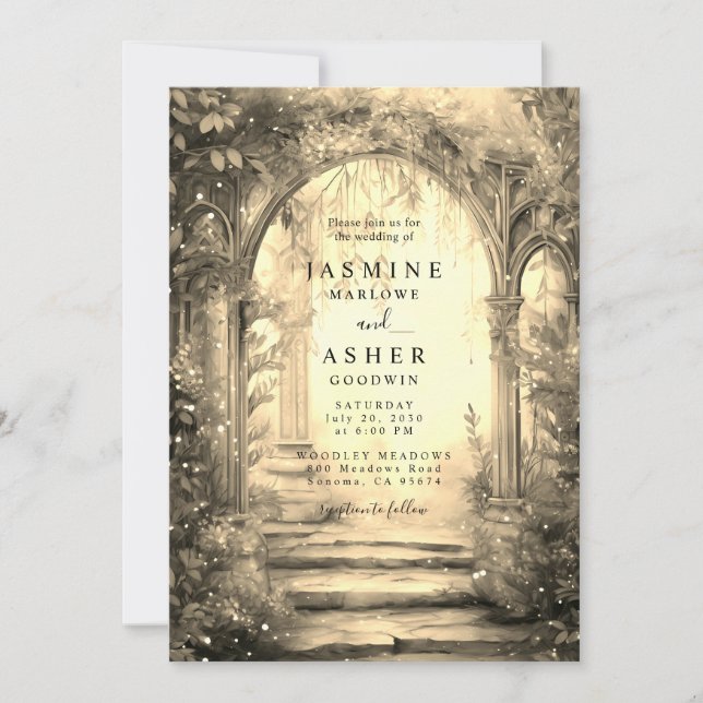 Enchanted Forest Portal Wedding Invitation (Front)