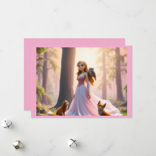 Enchanted Forest Princess with Animal Companions Holiday Card