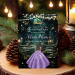 Enchanted Forest Purple Lilac Dress XV Quinceañera Invitation<br><div class="desc">Personalise this enchanting Quinceañera / Sweet 16 birthday invitation easily and quickly. Simply click the Edit Using Design Tools button to further edit the text, change font styles and font colours. Featuring a girl dressed in a purple lilac dress and an enchanted forest background. The butterflies, quince girl and crown...</div>