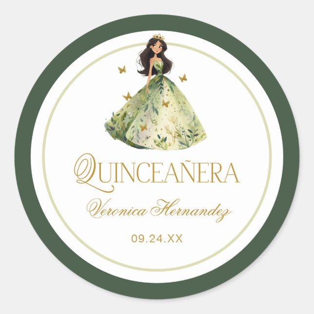Enchanted Forest Quinceanera Birthday  Classic Round Sticker (Front)