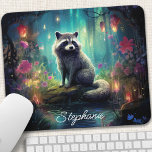 Enchanted Forest Racoon Personalised Mouse Mat<br><div class="desc">Bring a touch of woodland charm to your workspace with this personalised mouse pad featuring an adorable racoon exploring an enchanted forest. The whimsical scene, filled with vibrant flora and fauna, creates a delightful atmosphere for your work or play. Make it truly unique by adding your name or a special...</div>