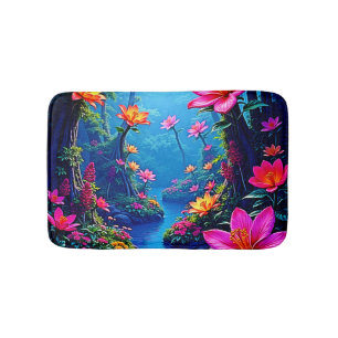 Enchanted Forest River Bloom Art Bath Mat