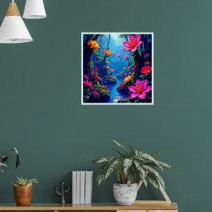 Enchanted Forest River Bloom Art Poster
