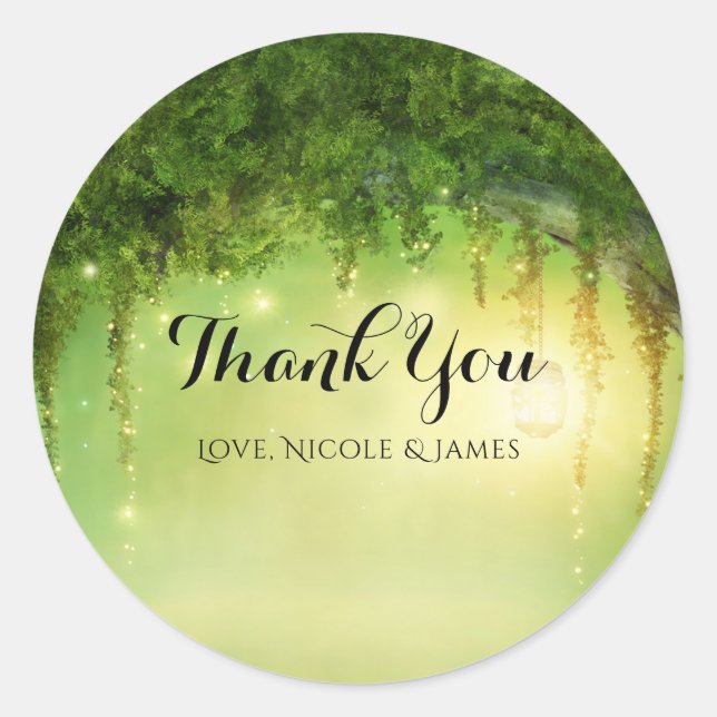 Enchanted Forest Romantic Rustic Wedding Favour Classic Round Sticker (Front)