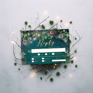 Enchanted Forest Roses Arch Meal Wedding RSVP Card