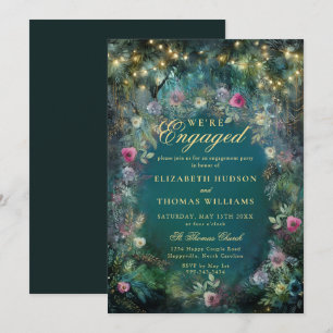 Enchanted Forest Roses Woodland Engagement Party Invitation