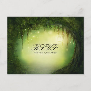 Enchanted Forest Rustic RSVP Wedding Postcard