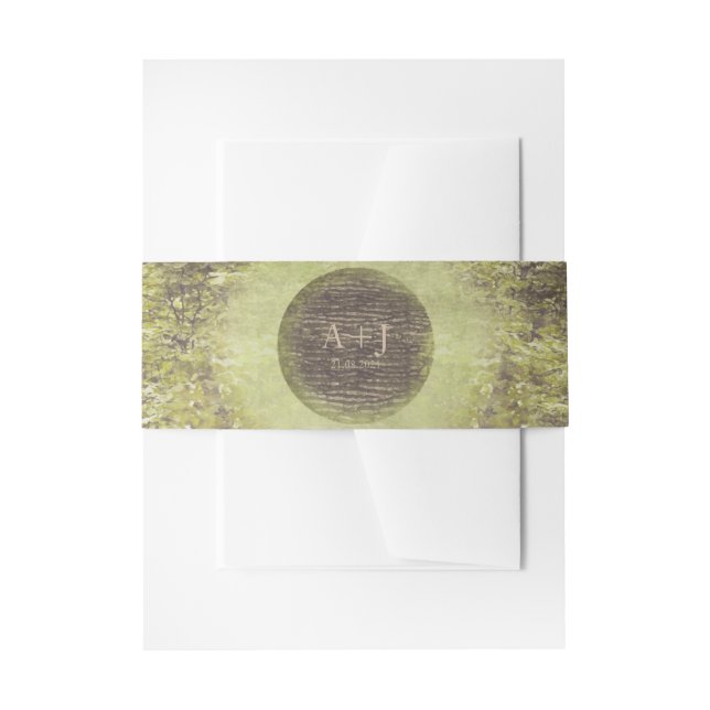 Enchanted Forest Rustic Trees Woodland Wedding Invitation Belly Band (Front Example)