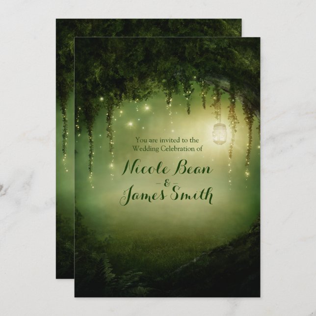 Enchanted Forest Rustic Wedding Invitations (Front/Back)