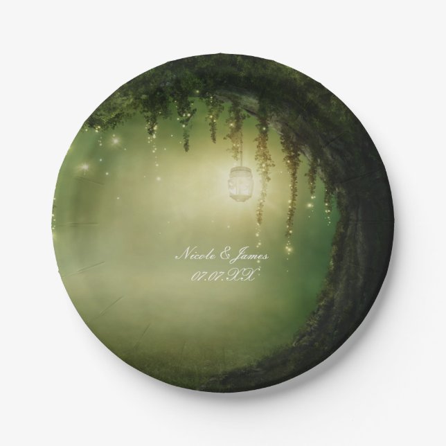 Enchanted Forest Rustic Wedding Party Plates (Front)