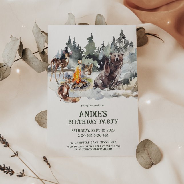 Enchanted Forest Rustic Woodland Boy 1st Birthday Invitation (Creator Uploaded)