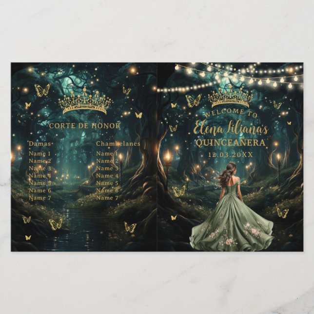 Enchanted Forest Sage Green Starry Night Program (Front)