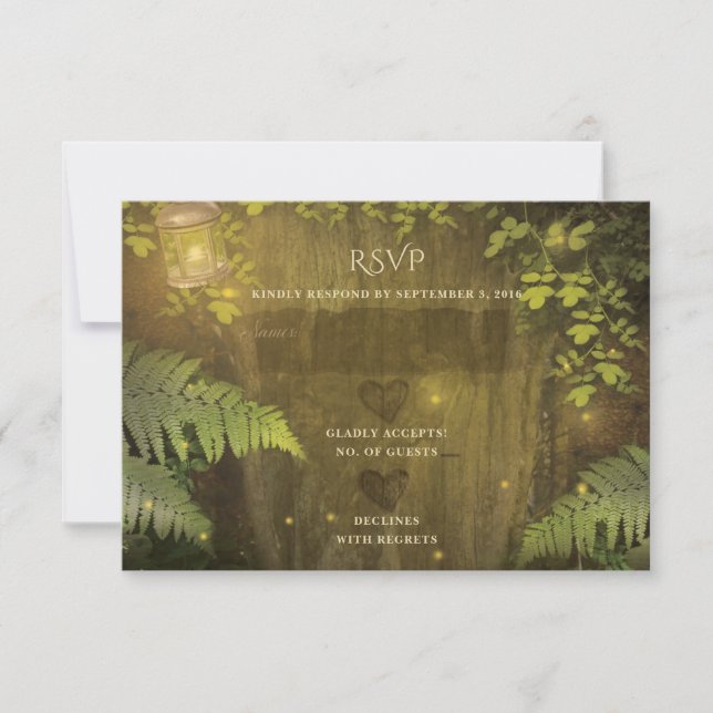 Enchanted Forest Secret Garden Dream Wedding RSVP Card (Front)