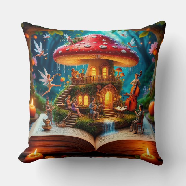 Enchanted Forest Setting With Fairies Cushion (Front)
