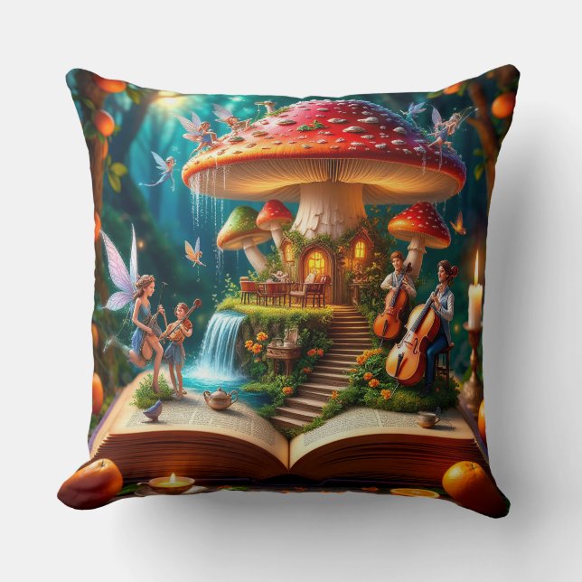 Enchanted Forest Setting With Fairies Cushion (Front)