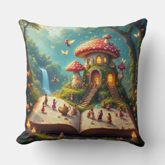 Enchanted Forest Setting With Fairies Cushion (Front)