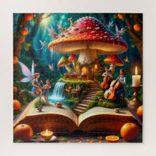 Enchanted Forest Setting With Fairies Jigsaw Puzzle