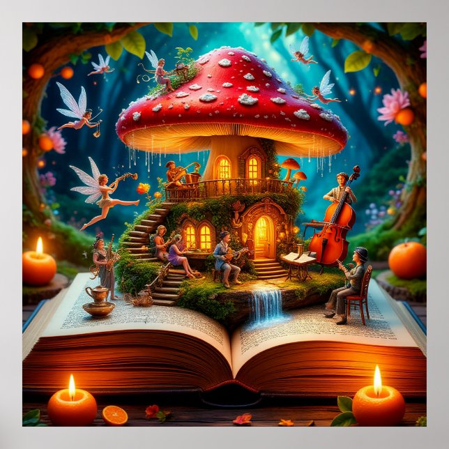 Enchanted Forest Setting With Fairies Poster (Front)
