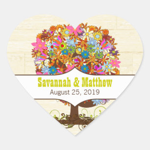 Enchanted Forest Side Branch Wedding Heart Sticker