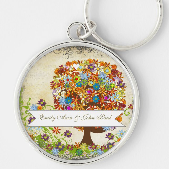 Enchanted Forest Side Branch Wedding Key Ring (Front)