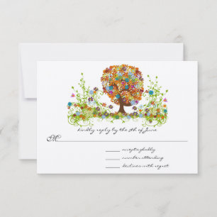 Enchanted Forest Side Branch Wedding RSVP Invitation