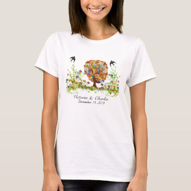 Enchanted Forest Side Branch Wedding T-Shirt (Front)