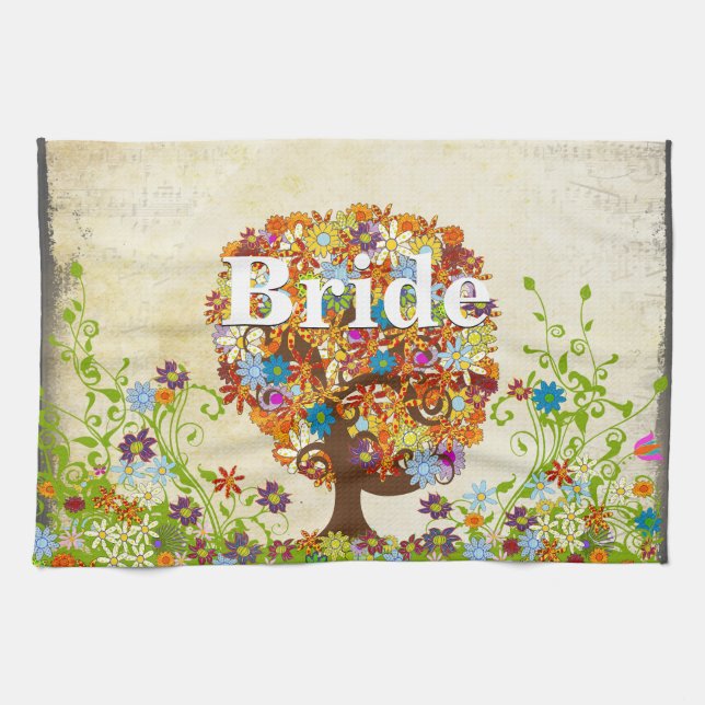Enchanted Forest Side Branch Wedding Tea Towel (Horizontal)